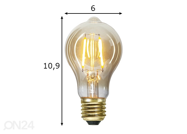 Декоративная LED лампочка E27 0,75 Вт размеры