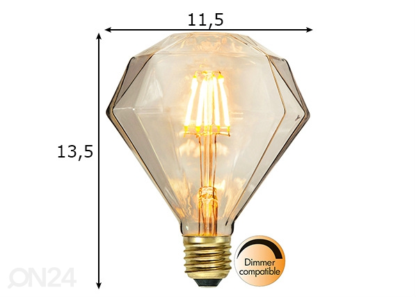 Декоративная LED лампочка E27 1,65 Вт размеры