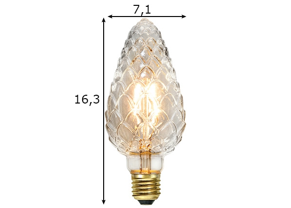 Декоративная LED лампочка E27, 2,3 Вт размеры