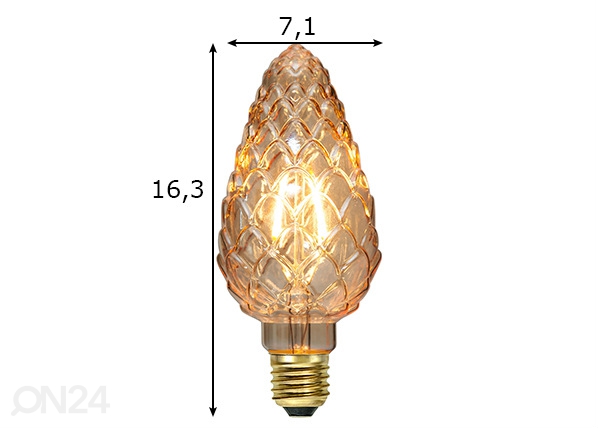 Декоративная LED лампочка E27 2,3 Вт размеры