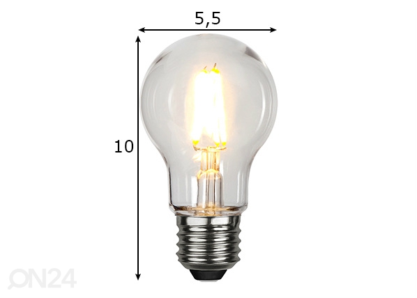 Декоративная LED лампочка E27, 2,4 Вт на улицу размеры