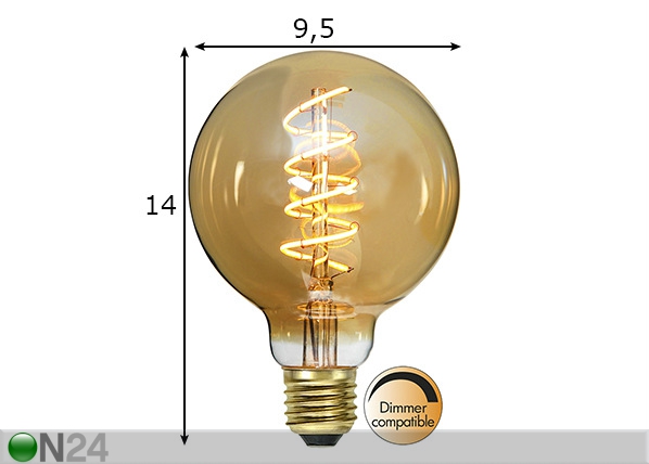 Декоративная LED лампочка E27 3 Вт размеры