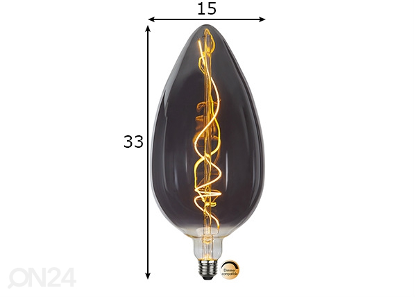 Декоративная LED лампочка E27, 5.8 Вт размеры
