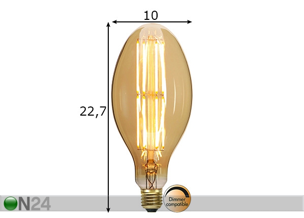 Декоративная LED лампочка E27 6,5 Вт размеры