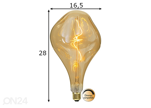 Декоративная LED лампочка, с цоколем E27, 3,8 Вт размеры