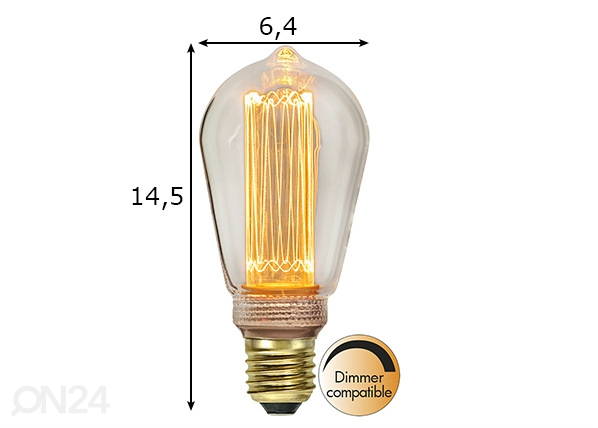 Декоративная LED лампочка с цоколем Е27, 2,5 Вт размеры