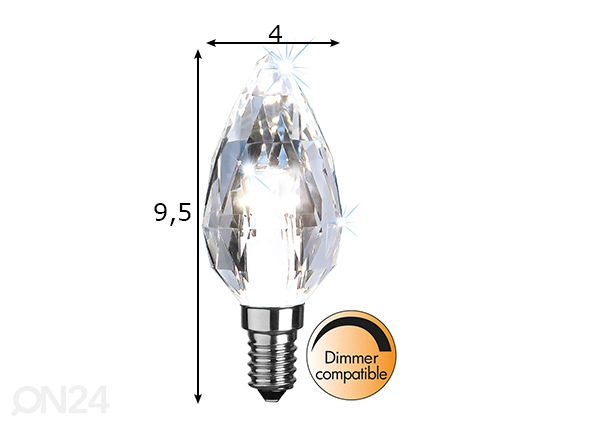 Декоративная лампочка в виде бриллианта с цоколем E14 размеры