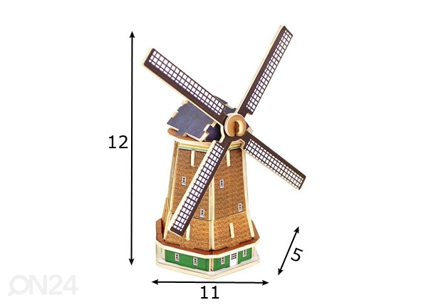 Деревянная головоломка 3D Голландская ветряная мельница размеры