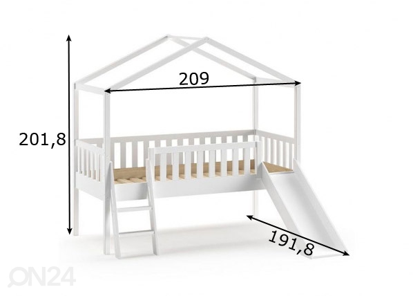 Детская кровать Dallas 90x200 cm + горка размеры