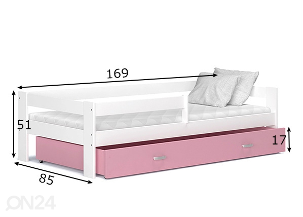 Детская кровать с ящиком 80x160 cm размеры