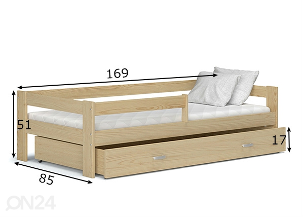 Детская кровать с ящиком 80x160 cm размеры
