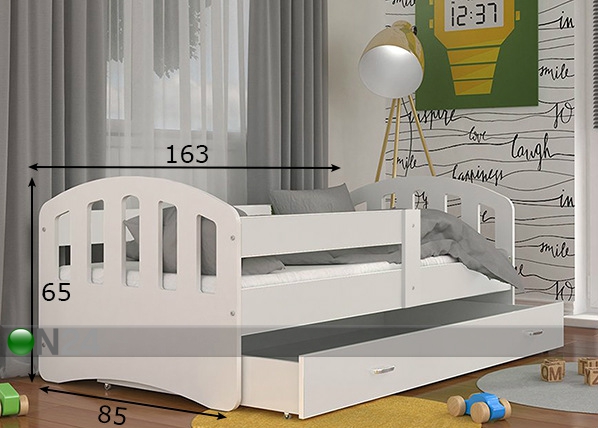 Детская кровать с ящиком 80x160 cm + матрас размеры