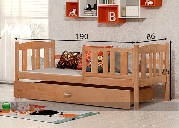 Детская кровать с ящиком 80x184 cm + матрас размеры