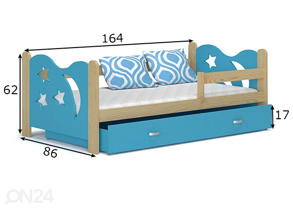 Детская кровать с ящиком + матрас 80x160 cm размеры