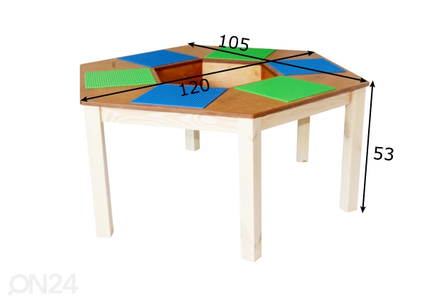 Детский стол для лего Ø 120xh53 cm размеры