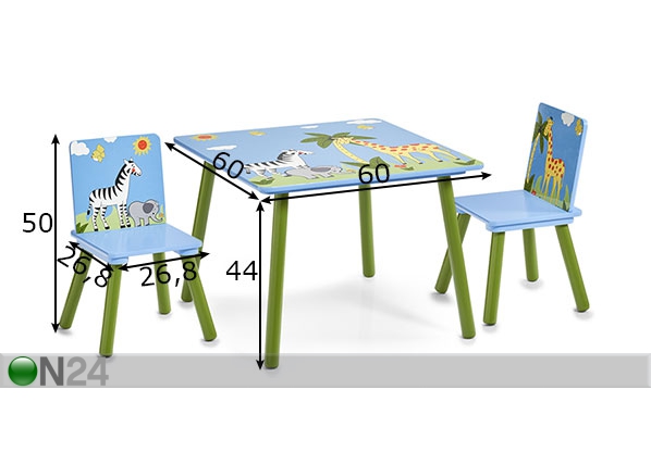 Детский стол и стулья Safari размеры