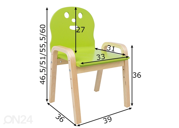 Детский стул Happy размеры