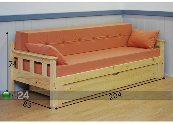 Диван-кровать с ящиком для белья Merike размеры
