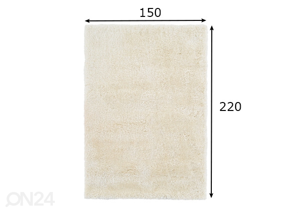 Длинношерстный ковер 150x220 cm, белый размеры