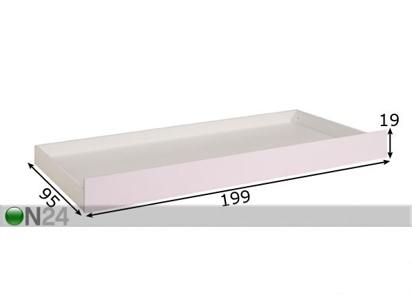 Дополнительная кровать / ящик кроватный Cristal размеры