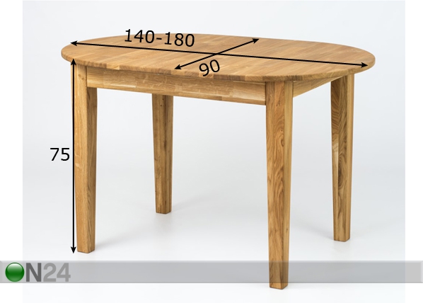 Дубовый удлиняющийся обеденный стол Henry 90x140-180 cm размеры
