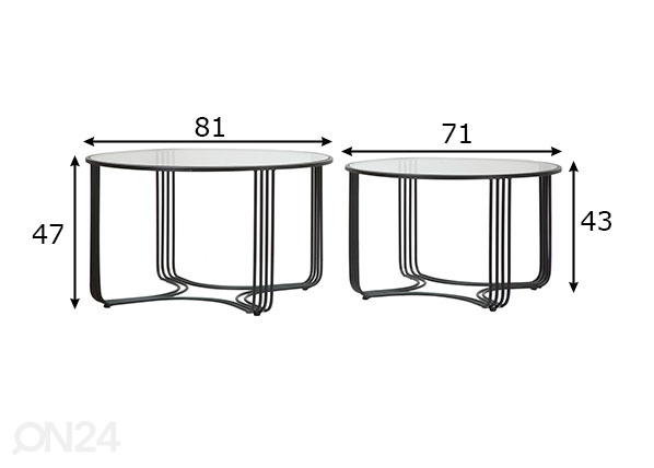 Журнальные столы (2 шт) Industrial, чёрный размеры