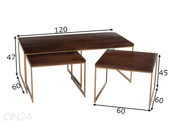 Журнальные столы Rafi, 3 шт размеры
