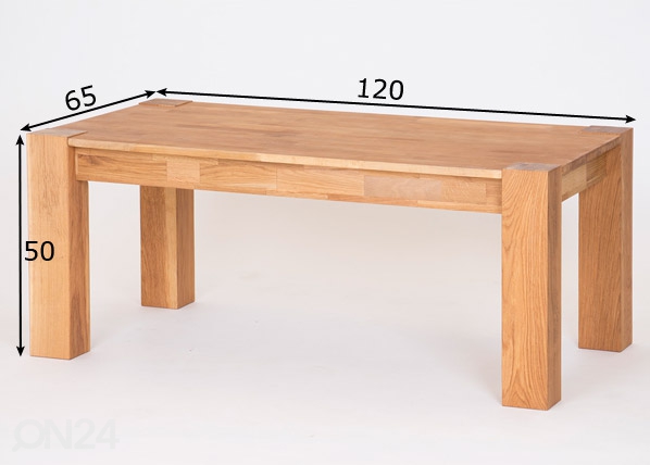 Журнальный стол из массива дуба 120x65 cm размеры