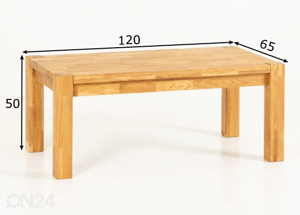 Журнальный стол из массива дуба 120x65 cm размеры