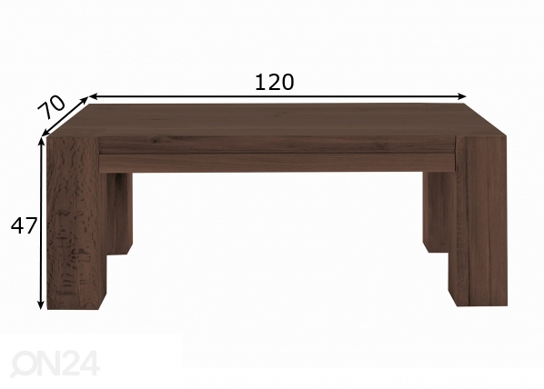 Журнальный стол из массива дуба Fausto 120x70 cm размеры