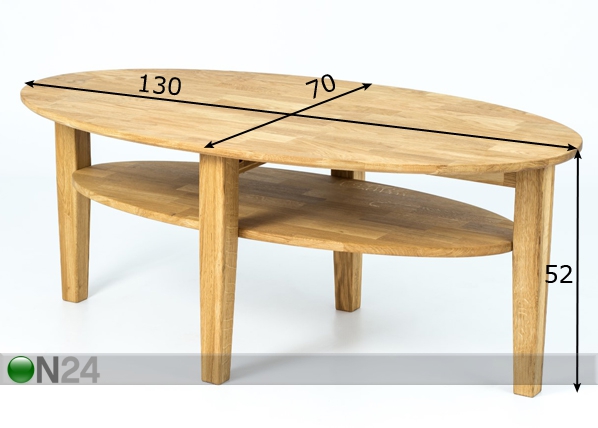 Журнальный стол из массива дуба Gustav 130x70 cm размеры