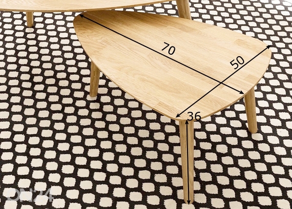 Журнальный стол из массива дуба Scan 70x50 cm, белое масло размеры