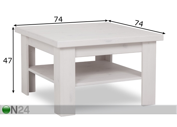 Журнальный стол из массива сосны 74x74 cm размеры