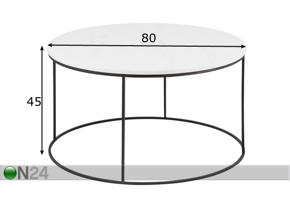 Журнальный стол с мраморной столешницей Bolton Ø 80 cm размеры
