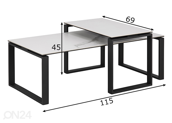 Журнальный стол с мраморной столешницей Sevilla 115x69 cm размеры