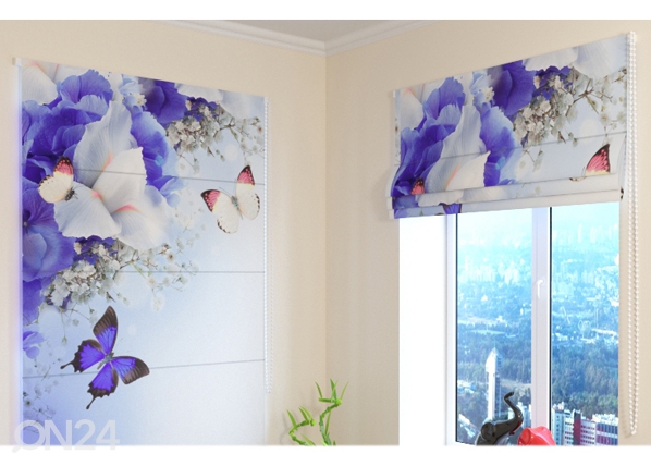 Затемняющая римская штора Blue Irises 60x60 cm