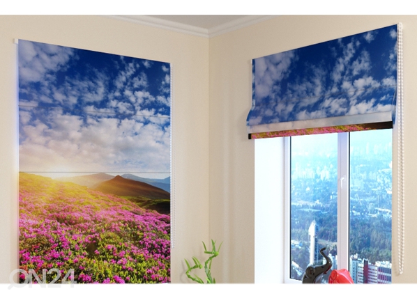 Затемняющие римские шторы Flowers and mountains 2 60x60 cm