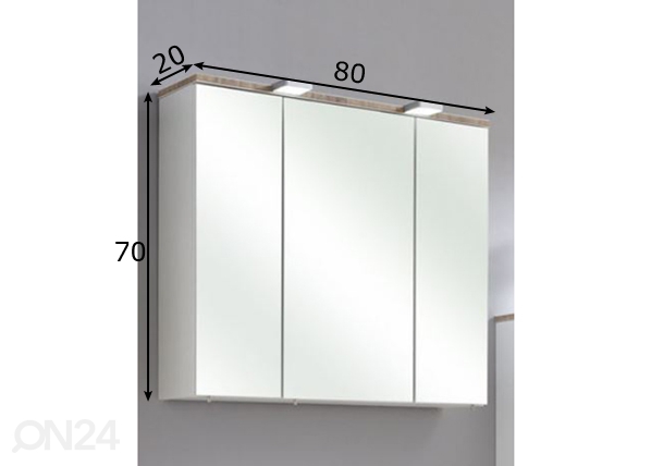 Зеркальный шкаф с LED-освещением 34, 80cm размеры