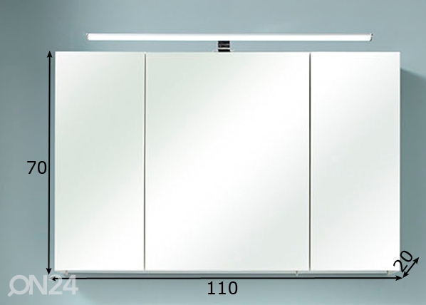 Зеркальный шкаф с LED-освещением 86, 110 cm размеры