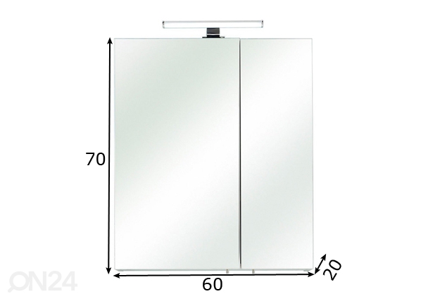 Зеркальный шкаф с LED-освещением 86, 60 cm размеры