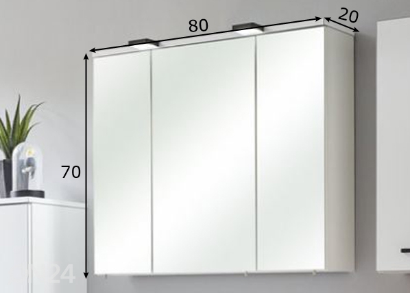Зеркальный шкаф с LED-освещением Belgrad 80cm размеры