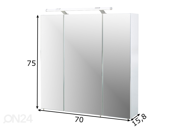 Зеркальный шкаф с LED-освещением Dorina 70 cm размеры