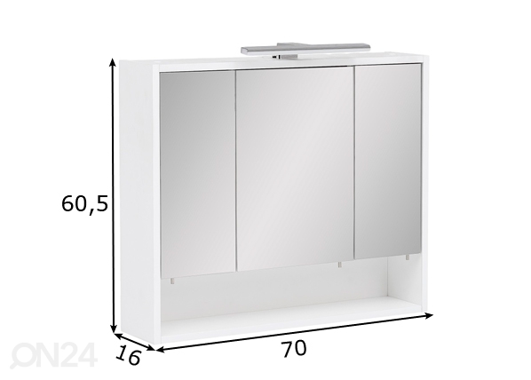 Зеркальный шкаф с LED-освещением Kimi размеры