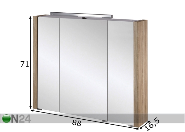 Зеркальный шкаф с LED-освещением Tico размеры