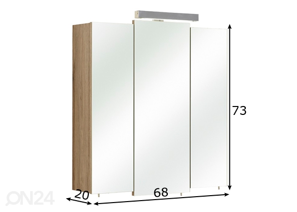 Зеркальный шкаф с LED-светильником 13-I 68 cm размеры