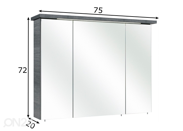 Зеркальный шкаф с LED светильником 84-II 75 cm размеры