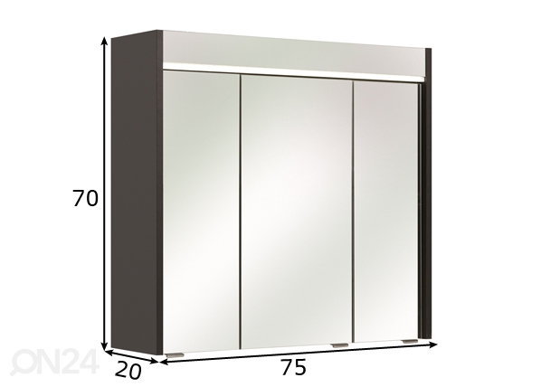 Зеркальный шкаф с LED светильником Velo размеры