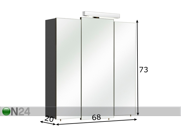 Зеркальный шкаф со светильником 13-I 68 cm размеры