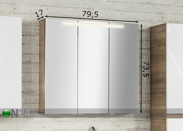 Зеркальный шкаф со светильником Piuro размеры