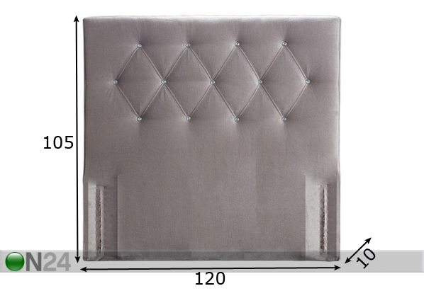 Изголовье кровати Harlekin со стеклянными пуговицами 120x105x10 cm размеры
